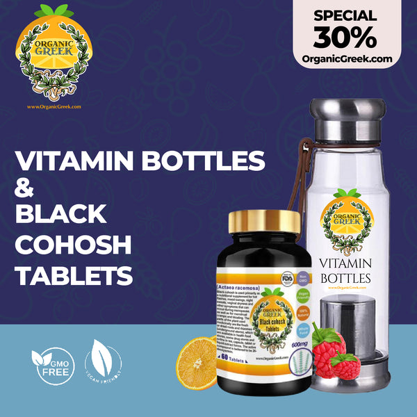 Organic Greek Vitamin Bottles & Organic Greek Black Cohosh Tablets