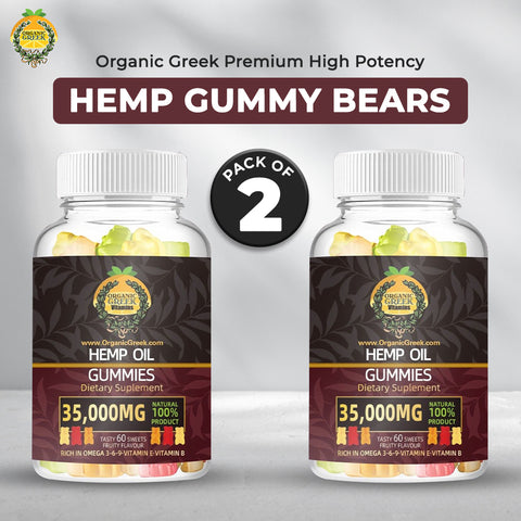 Organic Greek Premium High Potency Hemp Gummy Bears (Pack of 2)