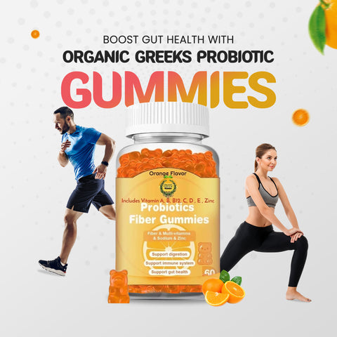 Organic Greek® Probiotic Fiber Gummies Digestive Health Immune Dietary Supplement