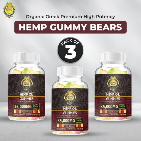 Organic Greek Premium High Potency Hemp Gummy Bears (Pack of 3)