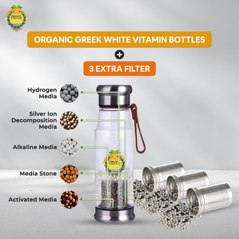 Organic Greek White Vitamin Bottles® + 3 Extra Filter