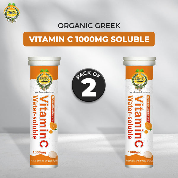 Organic Greek Vitamin C 1000mg Soluble (Pack of 2)