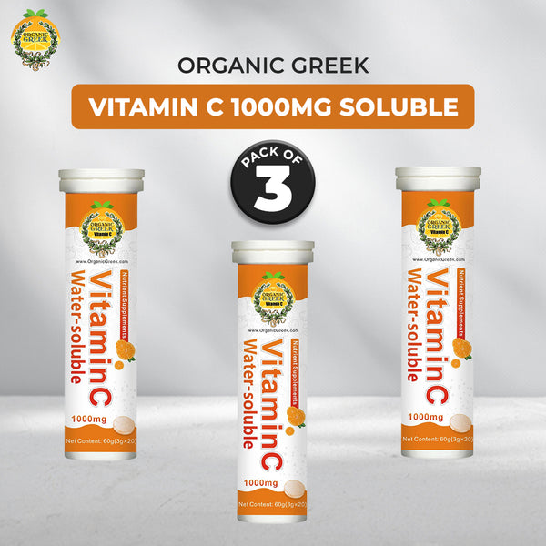 Organic Greek Vitamin C 1000mg Soluble (Pack of 3)
