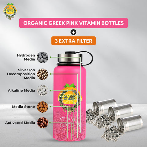 Organic Greek Pink Vitamin Bottles® + 3 Extra Filter