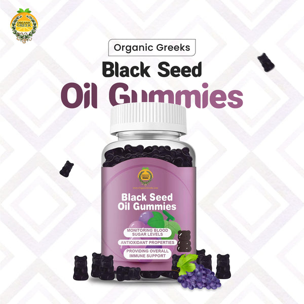 Organic Greek® Black Seed Oil Gummies Energy, Immune Boost Extra Strength Vegan