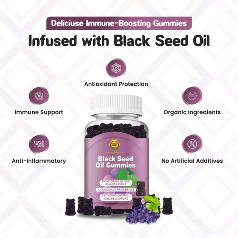 Organic Greek® Black Seed Oil Gummies Energy, Immune Boost Extra Strength Vegan