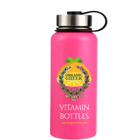 Organic Greek Pink Vitamin Bottles & Organic Greek White Vitamin Bottles