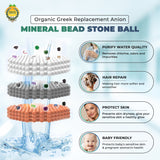 Organic Greek Replacement Anion Mineral Bead Stone Ball, Purifying Water Mineral Bead, and Filtration Stone Bead Ball for Filtered Shower Head, Diameter 7-8 mm (Grey, Orange, White, 150 Grams)