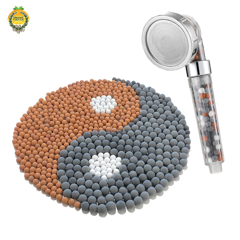 Organic Greek Replacement Anion Mineral Bead Stone Ball, Purifying Water Mineral Bead, and Filtration Stone Bead Ball for Filtered Shower Head, Diameter 7-8 mm (Grey, Orange, White, 150 Grams)