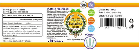 Organic Greek Black Cohosh Tablets