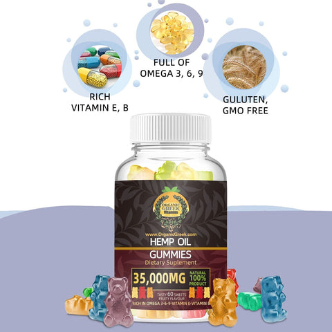 Organic Greek Vitamin Bottles +  Hemp Gummy Bears