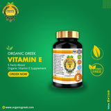 Organic Greek Vitamin E 400IU  Natural Non GMO Supports Antioxidant, Immune Health and Protects Cells from Aging and Damage