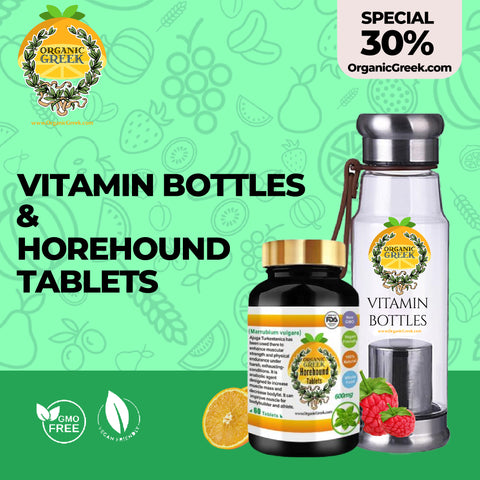 Organic Greek Vitamin Bottles +  Horehound Tablets