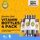 4 Pack of Organic Greek Vitamin Bottles Hydrogen Alkaline Generator Water + Filter 4 in 1 Design 500mL (16.9 FL OZ)
