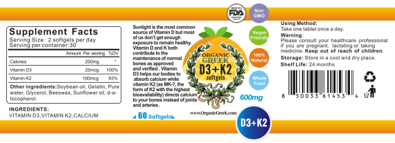 vitamin d3 and k2 supplements strengthen the bones