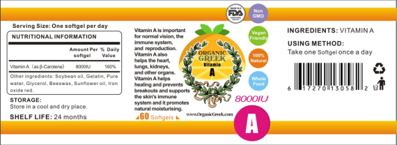 Organic Greek Vitamin A 8000IU