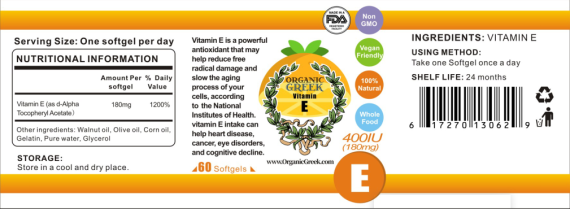 Organic Greek Vitamin E 400IU